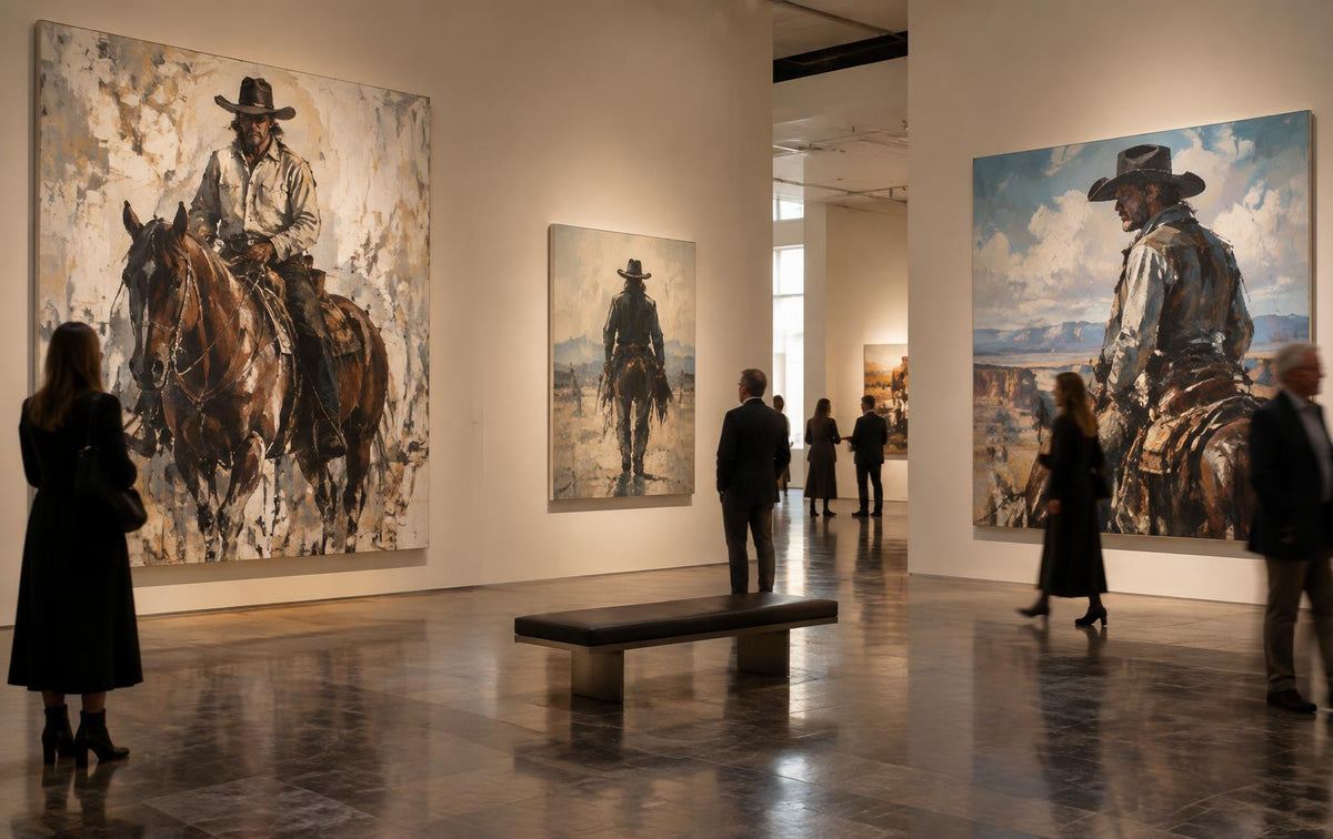 Collected Art of Yost paintings in a gallery